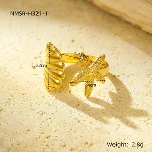 Dimensioni dettagliate dell'anello stella marina con peso di 2,8g e misure precise