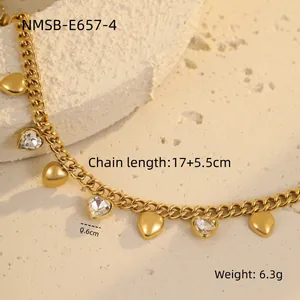 Vue détaillée d'un bracelet cœur doré avec dimensions 17 plus 5,5 cm et poids 6,3 g