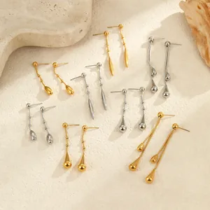 Minimalistische Roestvrijstalen Hangende Oorbellen Voor Dames Waterdruppel Kwastje Conische Stijl Mode Sieraden Cadeau