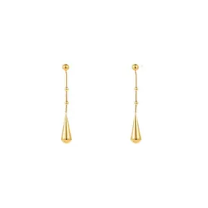 Minimalistische gouden druppeloorbellen met verfijnde parelkettingen van roestvrij staal