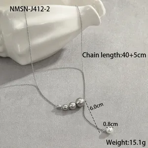 Détail du collier à billes en acier avec perle et spécifications de dimensions
