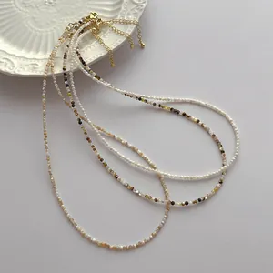 Minimalist Natural Shell Pearl Necklace For Women Beaded Choker Handmade Stainless Steel Adjustable Jewelry Gift