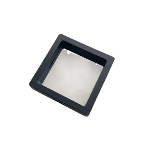 3D floating jewelry display box with black square frame and clear PE film protector