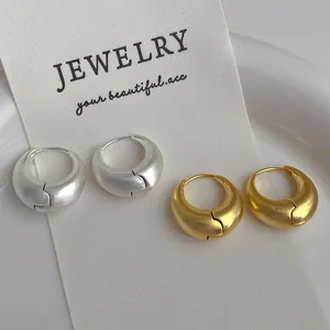Boucles d'Oreilles Anneaux Chunky en Cuivre Brossé Minimaliste Plaqué Or Argent Mat Fini Satiné Bijoux de Mode pour Femmes
