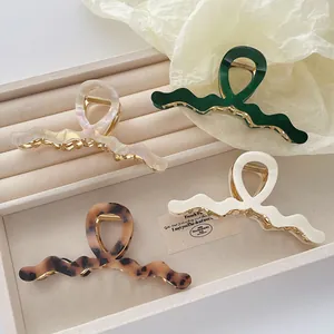 Vintage Large Wave Acetate Hair Claw Clip For Women Elegant Acrylic Alloy Geometric Shark Clip Retro Daily Hair Accessories