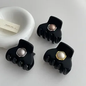 Tre fermagli per capelli neri opachi con perle oro, argento e bronzo per coda di cavallo