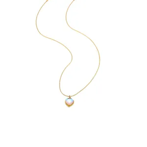 Minimalist 18K gold plated heart necklace featuring a natural moonstone pendant on a fine chain