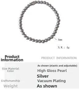 Détail d'un bracelet en perles 4mm avec placage sous vide et bande élastique