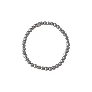 Bracelet élégant minimaliste en perles grises avec une pierre de zircon pour femme