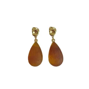 Boucles d'oreilles vintage en acrylique avec aiguilles en argent s925 et clous dorés martelés
