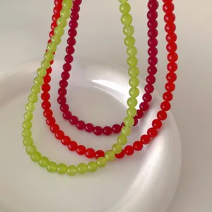 Elegant handmade red agate beaded necklace set for women with vintage luxury style