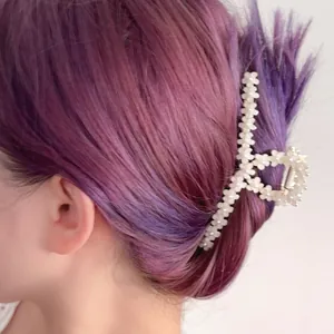 Elegante molletta per capelli stile coreano con fiori e perle per acconciature donna