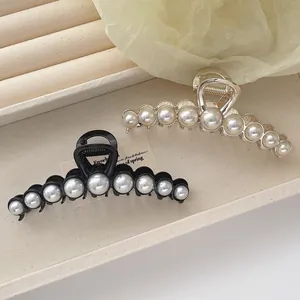Eleganter Perlenimitat Haarkralle Groß Legierung Metall Haarschmuck Für Damen Französisch Vintage Stil Haarklammer