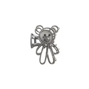 Pinza para el cabello elegante de oso de metal plateado con lazo para mujer