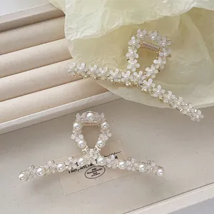 Elegante Pinza per Capelli in Lega d'Oro con Fiori e Künstliche Perle Grande Forcina in Metallo per Donna Stile Coreano Accessori per Capelli
