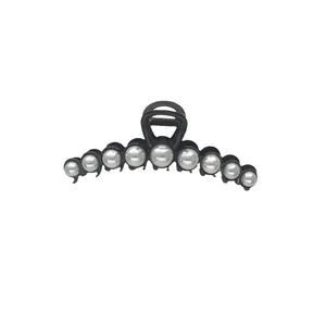 Eleganter schwarzer Perlen-Haarclip mit bogenförmigem Design für Damenfrisuren