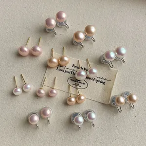 Elegante Imitationsperlen Ohrstecker Mit 925 Sterlingsilber Stift Vergoldet Künstliche Perlen Clip-Ohrringe Für Damen Schmuck