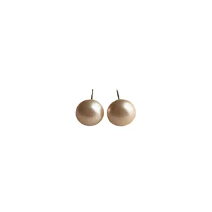 Elegante champagnerfarbene Perlenohrstecker mit 18k Goldbeschichtung für Damen