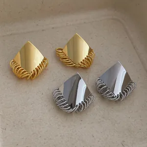 Minimalist Geometric Diamond Stud Earrings With 925 Sterling Silver Earring Post Metal Fringe Tassel Drop Earrings For Women Jewelry