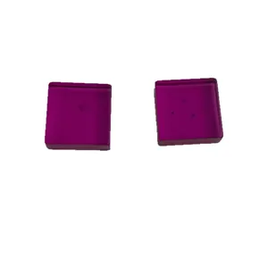 Classic purple acrylic square stud earrings for women with transparent 3D design
