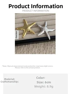 Detailed size specifications of 6cm starfish brooch in gold and silver textured metal