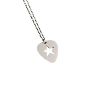 Punk Silberkette mit Stern-Ausschnitt-Anhänger und robuster Stahl-Gliederkette