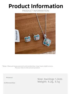 Detailed size and weight specs for turquoise flower and pearl jewelry set