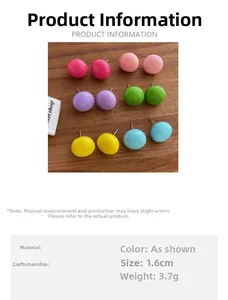 Detailed size specifications and weight for colorful round candy bean stud earrings