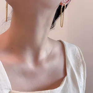 Französischer Luxus 18K Vergoldet Kette Quaste Ohrstecker Für Damen Minimalistisch U-Förmig Geometrisch Ohrringe Elegant Mode Schmuck