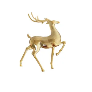 Elegant gold reindeer brooch with polished metallic finish for stylish suits and coats