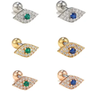 Evil eye stud earrings with sparkling zircon inlay in gold, silver and rose gold tones