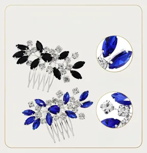 Détails de peignes à cheveux en strass faits main avec motifs de fleurs ajustables