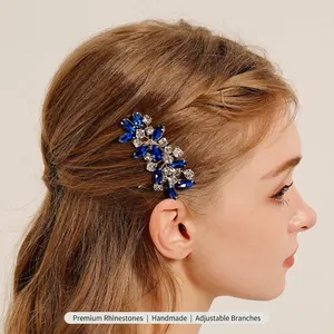 Peigne à Cheveux de Mariée Élégant en Alliage et Strass Bijou de Tête Fait Main avec Fleurs en Cristal pour Mariages et Banquets