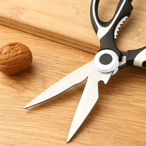 Multifunctional stainless steel kitchen scissors with ergonomic handle and nutcracker