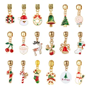 Set of 18 diverse gold-plated Christmas themed charms for DIY jewelry making and bracelets