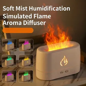 Colorful LED flame air humidifier and aroma diffuser with ultrasonic mist for home