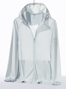 Men Women Ice Satin Sun Protection Jacket UPF 50 Plus Breathable Hooded Outdoor Lightweight Coat Cycling Fishing Hiking
