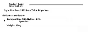 Détails du tissu du débardeur yoga: composition 78% nylon et 22% élasthanne, poids 220g