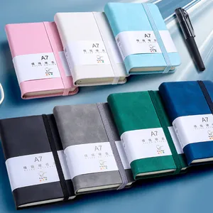 Minimalist A7 hardcover pocket notebooks in seven colors with elastic bands and pens