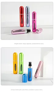Detail view of the refillable perfume atomizer with a clear window and spray nozzle