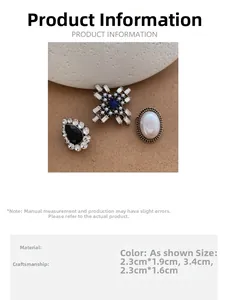 Detailed size guide for vintage brooch set with pearls, rhinestones and crystals