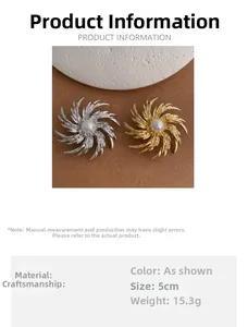 Detail of 5cm firework pearl brooches in gold and silver showing size and weight specs