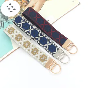 Llavero de Muñeca Jacquard Bordado Bohemio Étnico Con Clip de Metal Poliéster Floral Geométrico Correa de Muñeca Para Mujeres