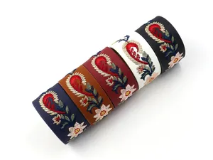 Vue détaillée des broderies cachemire et motifs floraux sur bracelets larges en cuir PU