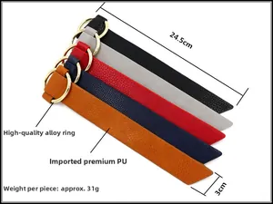 Detailed size specifications for premium PU leather straps with golden alloy rings