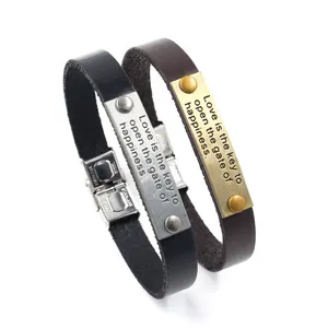 Vintage Herren Lederarmband Mit Edelstahl Faltverschluss Graviertem Motivationsspruch Inspirierendes Schmuckgeschenk Unisex Stil