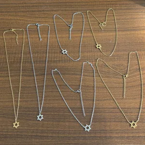 Minimalist Stainless Steel Hexagram Pendant Necklace Elegant Star Of David Cross Chain Fashion Jewelry For Women Gift
