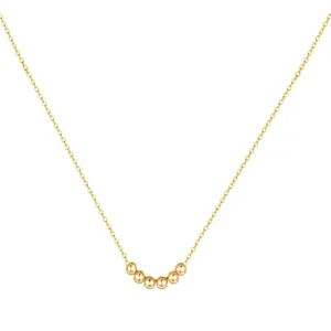 Minimalist Stainless Steel Necklace With 6 Sliding Beads 18K Gold Plated Dainty Clavicle Chain Jewelry For Women Gift