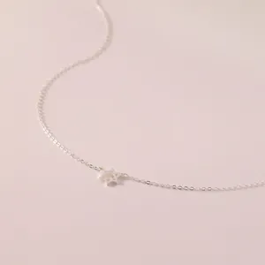 Macro detail van de zilveren Davidster hanger aan een fijne roestvrijstalen ketting