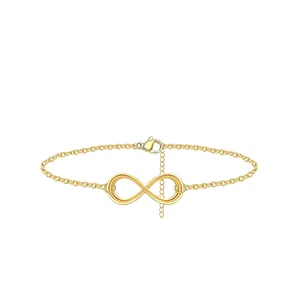 Minimalist Stainless Steel Infinity Bracelet For Women Non Fading Gold Silver Infinite Geometric Figure 8 Symbol Adjustable Chain Jewelry
